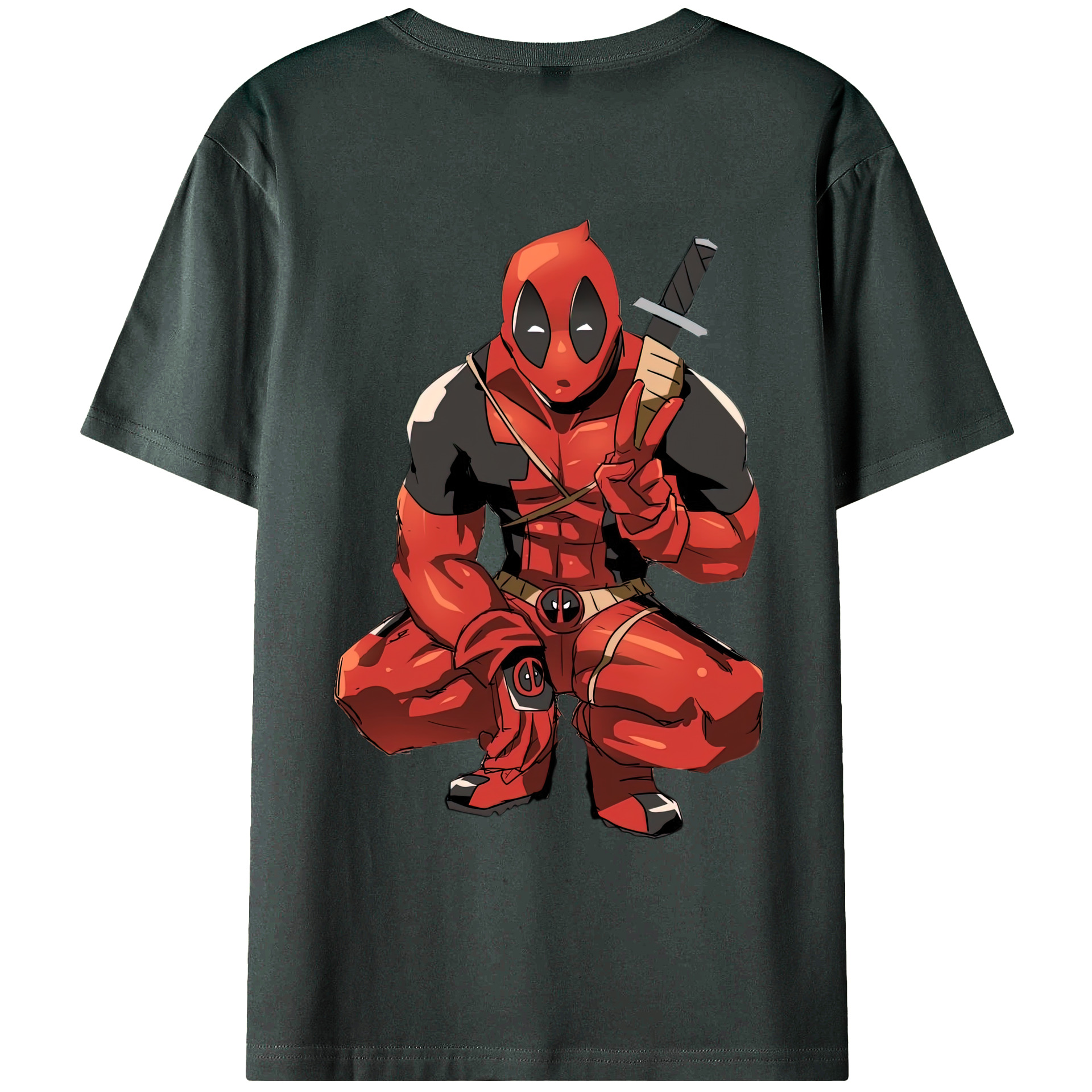 （画像用） Deadpool デッドプール 綿100％ メンズ半袖Tシャツ（バックプリント） 通気性